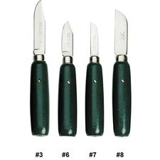 Couteaux de laboratoire Buffalo – Manches en bois émaillé ligne verte, simple extrémité