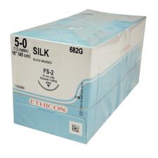 Fil de suture tressé en soie noire Perma Hand™ – Non absorbable, coupe inversée, 18"