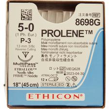 Fil de suture en polypropylène bleu monofilament PROLENE™ non résorbable – P-3, coupe inversée avec point de précision, cercle de 3/8, 18"12/boîte