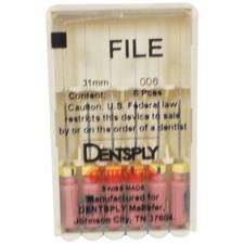 K Type Files – Stainless Steel, Color Coded Plastic Handle, 31 mm Length, 6/Pkg
