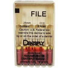 K Type Files – Stainless Steel, Color Coded Plastic Handle, 25 mm Length, 6/Pkg