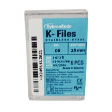 K-Files – 25 mm, Stainless Steel, Color Coded Plastic Handle, 6/Pkg