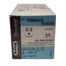 Perma Sharp® Silk Black Braided Sutures Nonabsorbable – C-3, Premium Reverse Cutting, 3/8 Circle, Length 18", 12/Pkg