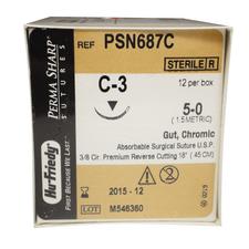 Perma Sharp® Chromic Gut Sutures Absorbable – Premium Reverse Cutting, 3/8 Circle, 18", 12/Pkg