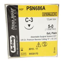 Perma Sharp® Plain Gut Sutures Absorbable – Premium Reverse Cutting, 3/8 Circle, 18", 12/Pkg
