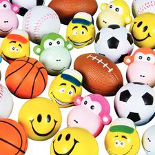 Squeeze Balls & Toy Assortment, 2-1/2"-3" Diameter, 25/Pkg