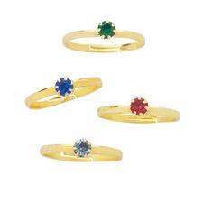 Birthstone Gem Rings, Adjustable, Assorted Colors, 36/Pkg