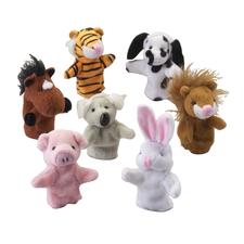 Plush Animal Finger Puppets, Assorted, 3", 12/Pkg