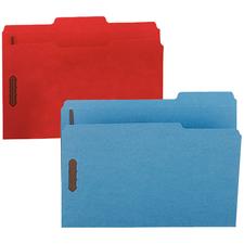 Smead® Colored Top-Tab Folders With Fasteners, 1/3 Asstd. Tabs, Letter Size, 50/Box