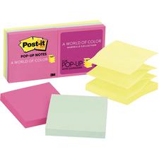 Post-It® Pop-Up Marseille Notes, Assorted Colors, 100 Notes Per Pad, 3" x 3"
