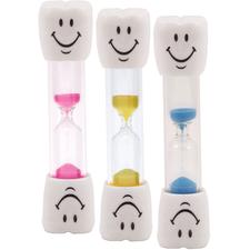 Happy Tooth 2-Minute Brushing Timers, White with Assorted Colors of Sand, 3/4" W x 4" H, 40/Pkg