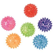 Mini Light-Up Spike Balls, Vinyl, Assorted Colors, 2" Dia, 12/Pkg, Vinyl