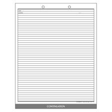 Continuation Form, Individual Form, 8-1/2" W x 11" H, 100/Pkg