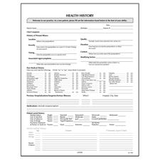 Health History Form, 8-1/2" W x 11" H, 200/Pkg