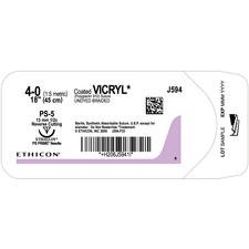 Fil de suture Coated VICRYL® résorbable – Coupe inversée de précision, PS-5, cercle de 1/2, 4-0, 18", 12/emballage