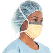 Masques chirurgicaux antibuée Fluidshield avec visière antireflet et écran total anti-éclaboussures – ASTM niveau 3, style plié avec attaches, orange, 25/emballage