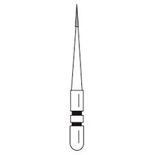 Fraises diamantées pour ajustement interproximal FGSS Two Striper® – FGSS, fine, rouge, cône à bout pointu, No. 201.3 S, diamètre majeur de 0,8 mm/mineur de 0,3 mm, 3 mm de longueur, 5/emballage