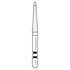 Fraises diamantées à bout sécuritaire Two Striper® – FG, fine, rouge, bout rond conique, No. S79F, diamètre majeur de 1,6 mm/diamètre mineur de 1 mm, 5/emballage