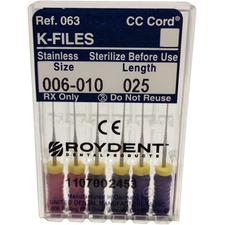 K-Files – Preapplied Silicone Stops Stainless Steel, Assorted Sizes 6-10, 25 mm, 6/Pkg