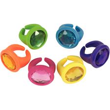 Rubber Jewel Rings Assortment,  24/Pkg