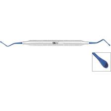 Curette chirurgicale dentelée – No 9, mini, largeur de lame de 2,5 mm, manche Shark™, double extrémité
