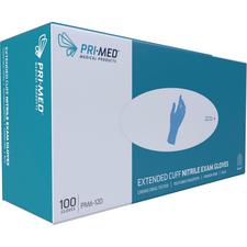Gants d'examen en nitrile à manchette allongée PRIMED® Secure™ – Sans poudre, bleus, 100/emballage