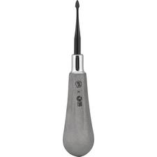 Élévateur chirurgical BTG – Bêche, coudé en décalage, revêtement en nitrure de titane, manche Bloody Tooth Guy, extrémité unique