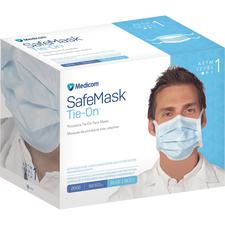 Masque chirurgical avec attache Safe+Mask® – ASTM niveau 1, Bleu, 50/boîte, 6 boîtes/caisse