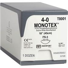 Monotex® PTFE Nonabsorbable Surgical Sutures – 3/8 Circle, Reverse Cutting, Standard Needle, 18", 12/Pkg