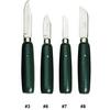 Couteaux de laboratoire Buffalo – Manches en bois émaillé ligne verte, simple extrémité
