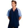 Fashion Seal Healthcare® Unisex Raglan Sleeve Scrub Shirts, Navy/Ciel Blue - Large