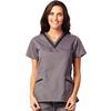 Fashion Seal Healthcare® Ladies’ Double V-Neck Tunics - Pewter/Black, Extra Small