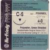 Perma Sharp® Polyester Green Braided Sutures – Nonabsorbable, C-6, 3/8 Circle Reverse Cutting, Size 4-0, Length 18", 12/Box