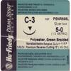 Perma Sharp® Polyester Green Braided Sutures – Nonabsorbable, C-3, 3/8 Circle Premium Reverse Cutting, Size 5-0, Length 18", 12/Box