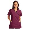 Fashion Seal Healthcare® Ladies’ Cross-Over Tunics with Contrasting Trim - Burgundy/Black, Medium