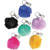Furry Pom Pom Clip-On Keychain, 3"